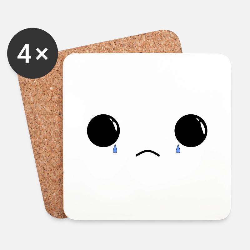 Cute sad face - Untersetzer (4er-Set) - Weiß