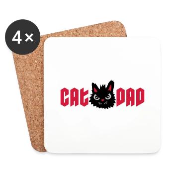 Wild Cat Cat Dad - Coasters (set of 4) - white - Front