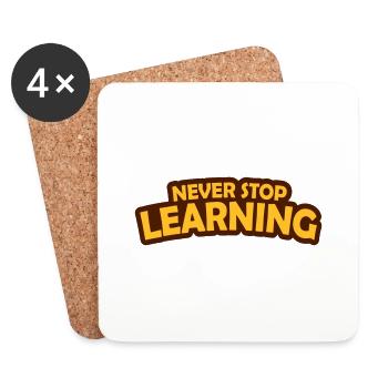 never stop learning Zitat - Untersetzer (4er-Set) - Weiß - Vorne