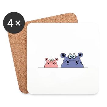 huhu hello moin day meal lookuck gift animal - Coasters (set of 4) - white - Front