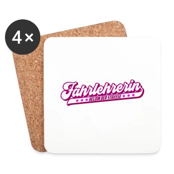 Fahrlehrerin Heldin der Straße | Farben änderbar - Untersetzer (4er-Set) - Weiß - Vorne