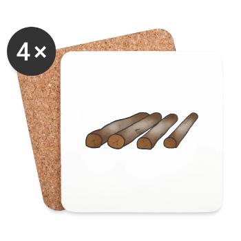 Wood Heating Wood Lover Gift - Coasters (set of 4) - white - Front