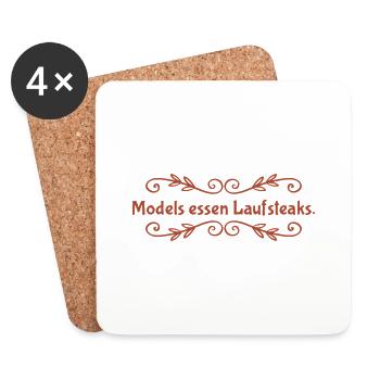 Models essen Laufsteaks --- Neues, tolles T-Shirt - Untersetzer (4er-Set) - Weiß - Vorne