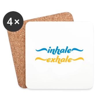 Inspirez expirez Yoga citation - Dessous de verre (lot de 4) - blanc - Devant