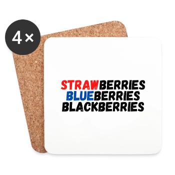 Erdbeeren, Heidelbeeren, Brombeeren - Untersetzer (4er-Set) - Weiß - Vorne