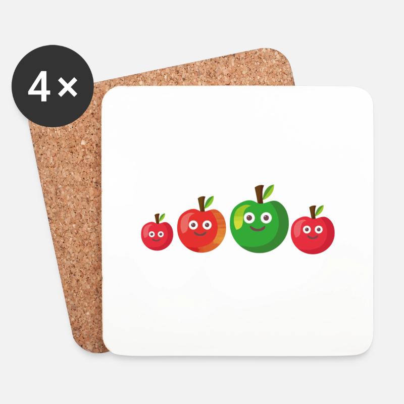 Äpfel,Apfel obst, familie, comic - Untersetzer (4er-Set) - Weiß