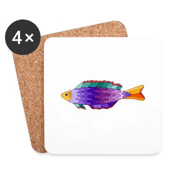 Poisson - Dessous de verre (lot de 4) - blanc - Devant