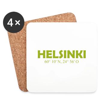 Helsinki Finlande - Coordonnées Longitude Latitude - Dessous de verre (lot de 4) - blanc - Devant