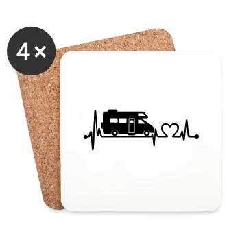 Heartbeat Camping - Untersetzer (4er-Set) - Weiß - Vorne