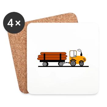 Tracteur - Dessous de verre (lot de 4) - blanc - Devant