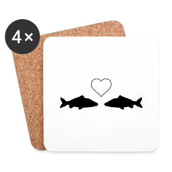 Amour du poisson - Dessous de verre (lot de 4) - blanc - Devant
