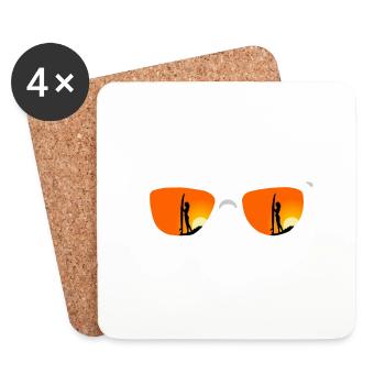 Sunglasses, Surfergirl, Sunset - Untersetzer (4er-Set) - Weiß - Vorne
