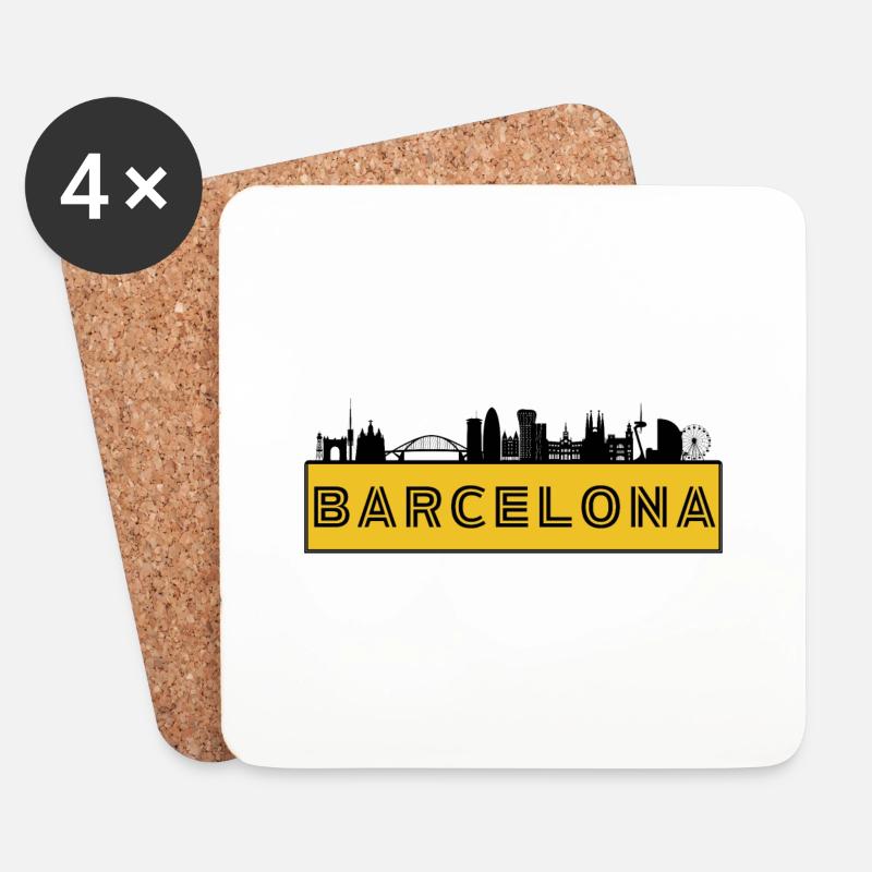 Stadt Barcelona - Spanien - Untersetzer (4er-Set) - Weiß