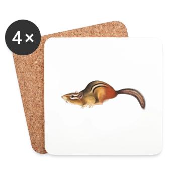 Squirrel forest animal t-shirt print - Coasters (set of 4) - white - Front