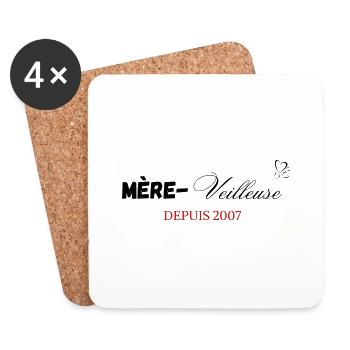 Mère veilleuse depuis 2007 - Dessous de verre (lot de 4) - blanc - Devant