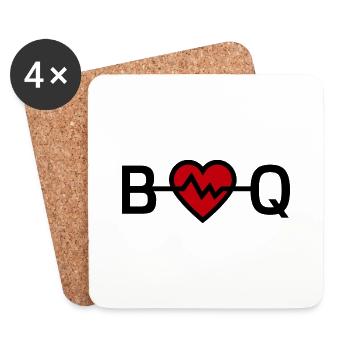 ''BBQ'' ist mein Herz - Untersetzer (4er-Set) - Weiß - Vorne