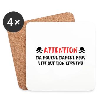 attention ma bouche marche plus vite - Dessous de verre (lot de 4) - blanc - Devant