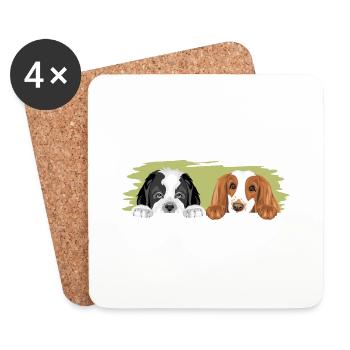 Bernhardiner und Cocker Spaniel sind beste Freunde - Untersetzer (4er-Set) - Weiß - Vorne