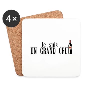 suis grand cru humour alcool bouteille vin rouge - Dessous de verre (lot de 4) - blanc - Devant