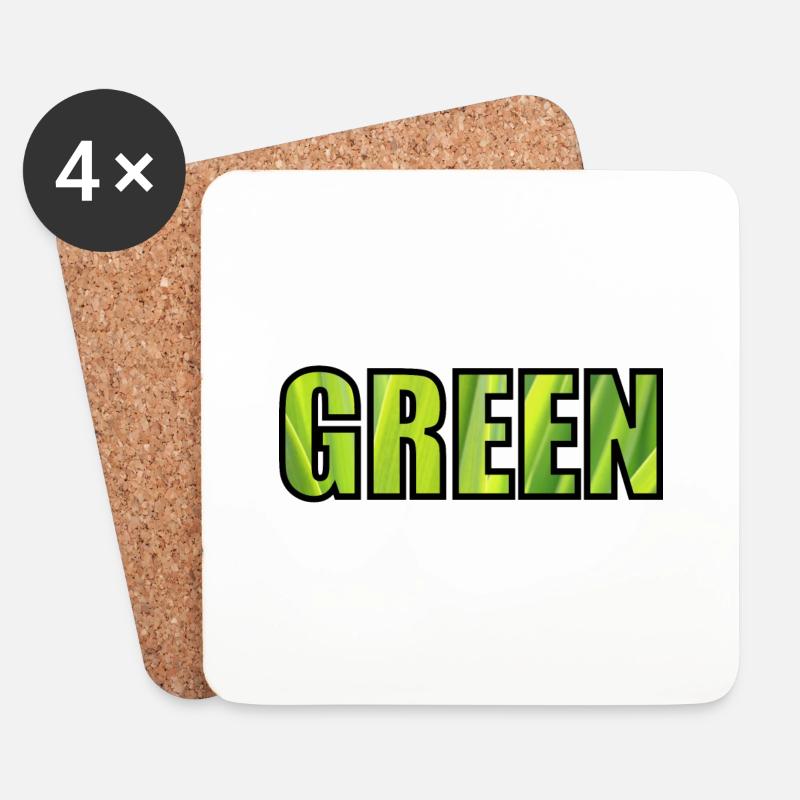 GREEN - Coasters (set of 4) - white