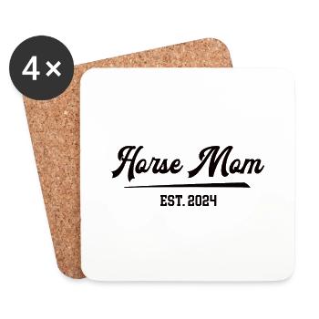 Horse Mom 2024 Pferdemama Pferdefrau Horsemom - Untersetzer (4er-Set) - Weiß - Vorne