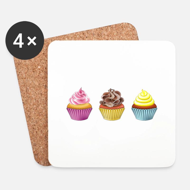 Muffins - Untersetzer (4er-Set) - Weiß