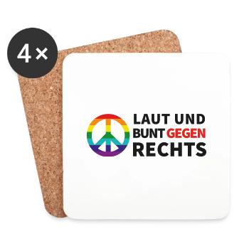 Laut und bunt gegen rechts - Untersetzer (4er-Set) - Weiß - Vorne