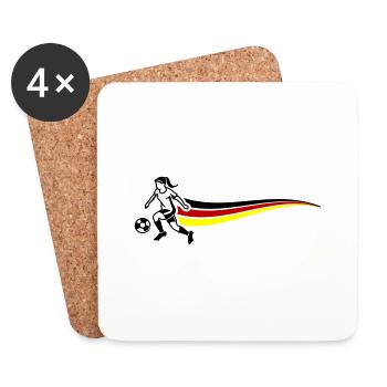 Frau Fussball Deutschland - Untersetzer (4er-Set) - Weiß - Vorne