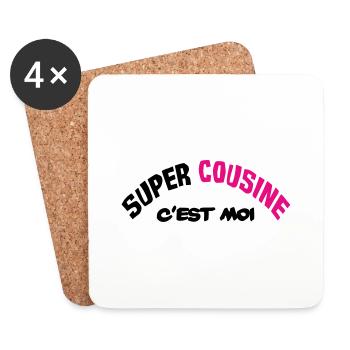 Super cousine c'est moi !! - Dessous de verre (lot de 4) - blanc - Devant