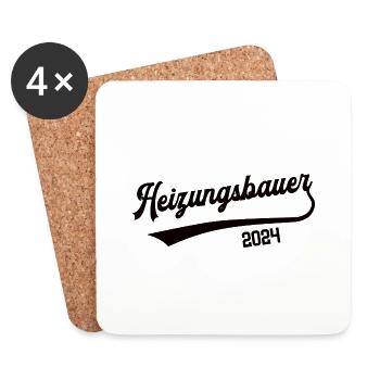 Heizungsbauer 2024 Beruf Zentralheizung Mechaniker - Untersetzer (4er-Set) - Weiß - Vorne