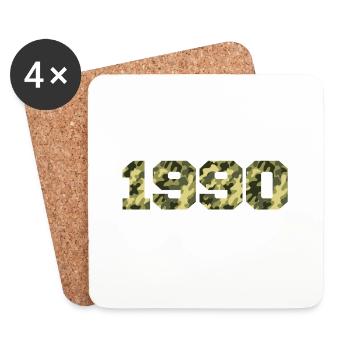 1990 Anniversary Gift Vintage 1990 Army - Coasters (set of 4) - white - Front