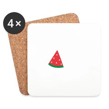 Battement de cœur pastèque - Dessous de verre (lot de 4) - blanc - Devant