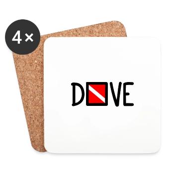 Dive Diver Down Flag Scuba Diving Taucher Tauchen - Coasters (set of 4) - white - Front