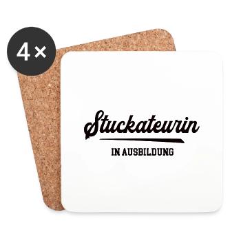 Stuckateurin in Ausbildung Stuckateurausbildung - Untersetzer (4er-Set) - Weiß - Vorne