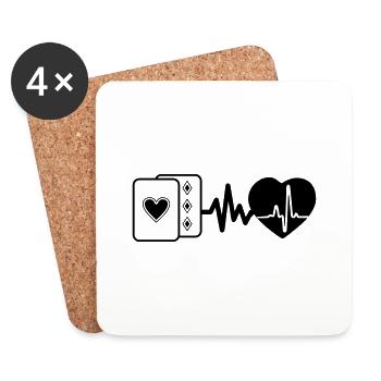 Les jeux de cartes sont la vie, un battement de cœur pour les fans de cartes - Dessous de verre (lot de 4) - blanc - Devant