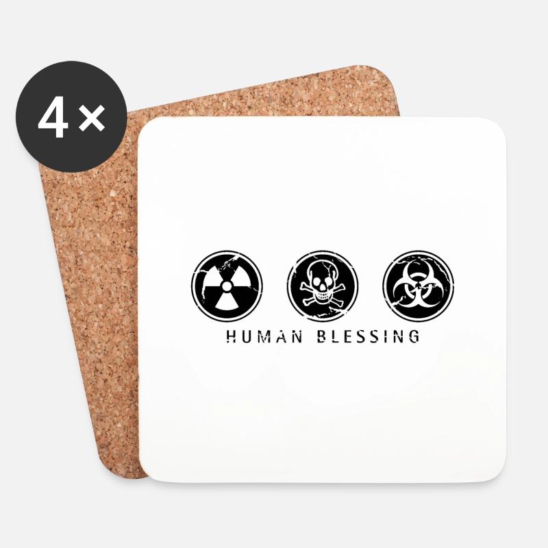 Human Blessing - Schwarz - Untersetzer (4er-Set) - Weiß