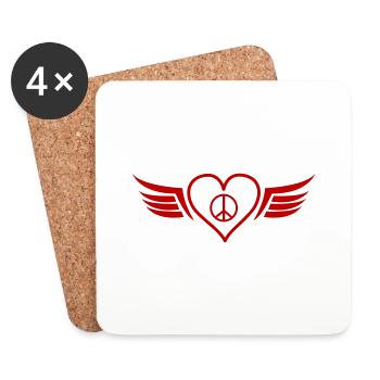 Heart Wings Peace - Coasters (set of 4) - white - Front