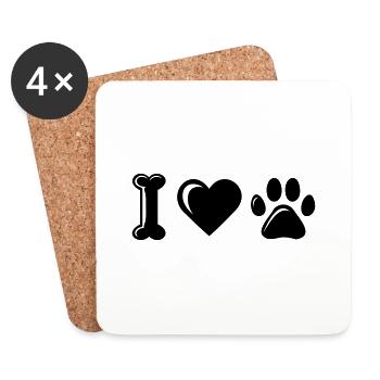 J’adore les chiens - Dessous de verre (lot de 4) - blanc - Devant
