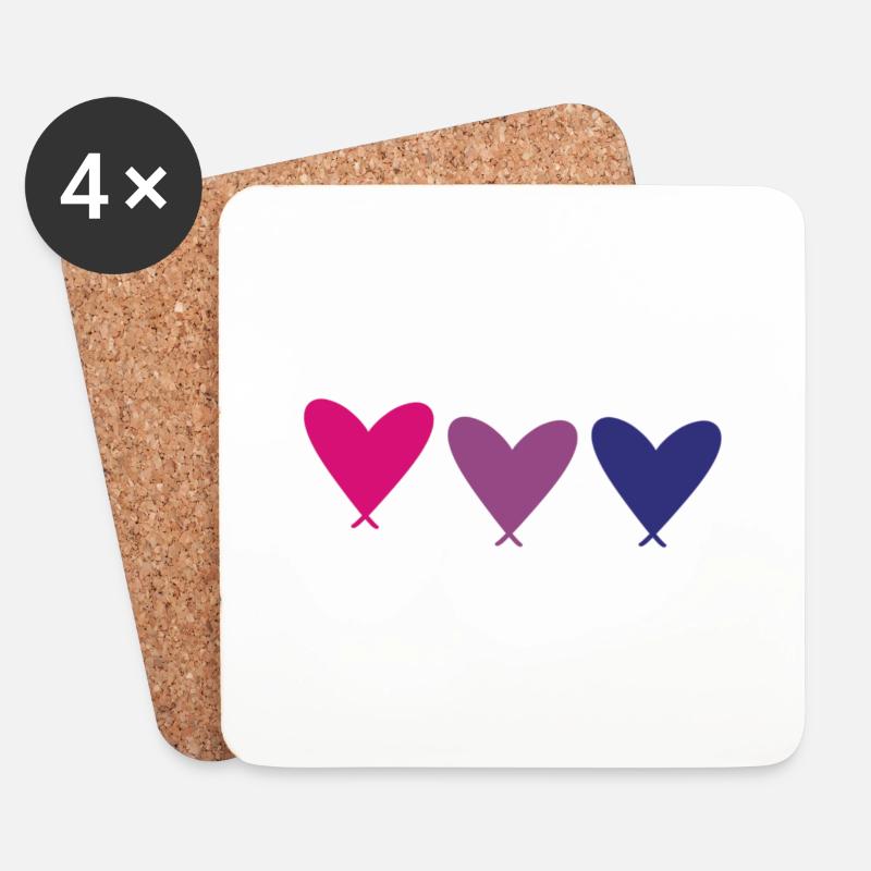 BiHearts - Untersetzer (4er-Set) - Weiß