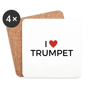 Ich liebe Trompete - I love Trumpet - Untersetzer (4er-Set) - Weiß - Vorne