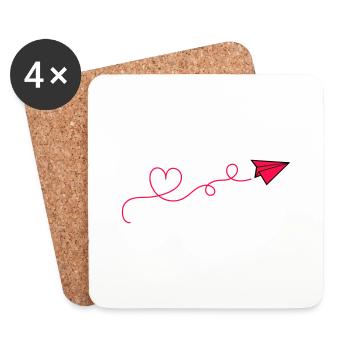 Coeur d’avion en papier - Dessous de verre (lot de 4) - blanc - Devant