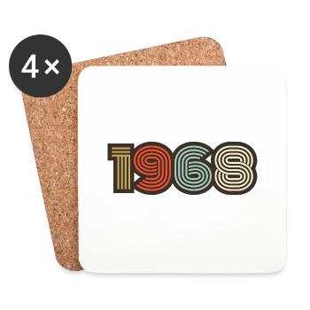 1968 rétro vintage - Dessous de verre (lot de 4) - blanc - Devant
