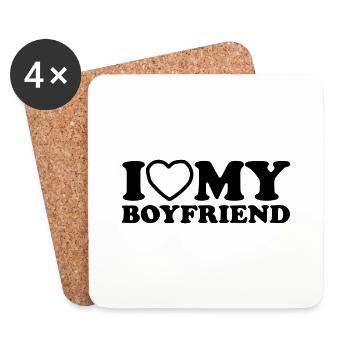 I love my boyfriend. - Coasters (set of 4) - white - Front