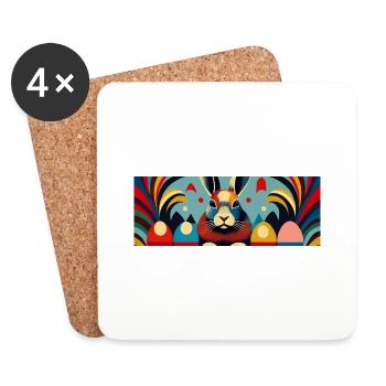 Lapin de Pâques n° 02 - Dessous de verre (lot de 4) - blanc - Devant