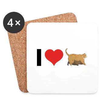 J’aime Chonker - Fat Cat Meme - Dessous de verre (lot de 4) - blanc - Devant
