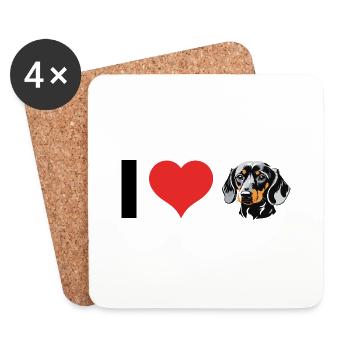 I love Dackel - Pet Dog Design - Untersetzer (4er-Set) - Weiß - Vorne