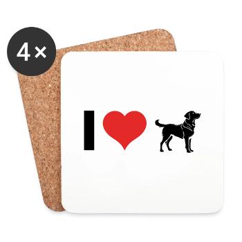 I love Dogs - Cute Pet Design - Untersetzer (4er-Set) - Weiß - Vorne