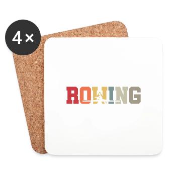 Rowing - Rudern - Ruderer - Ruderin - Aviron - Untersetzer (4er-Set) - Weiß - Vorne
