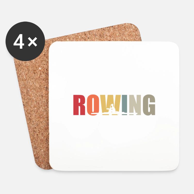 Rowing - Rudern - Ruderer - Ruderin - Aviron - Untersetzer (4er-Set) - Weiß