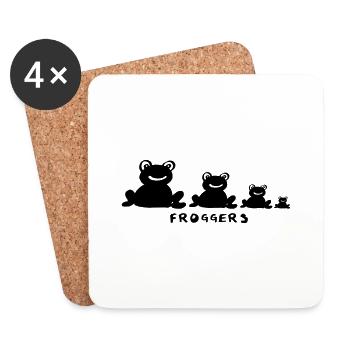Frosch Frog Frogger Gruen Tier Zoo Fun Musthave - Untersetzer (4er-Set) - Weiß - Vorne